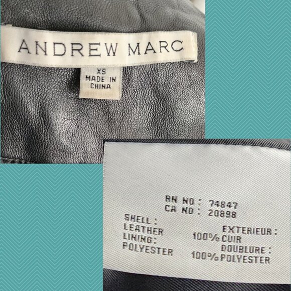 Andrew Marc Black Genuine Leather Full Zip Moto Jacket Biker Grunge - Picture 5 of 5